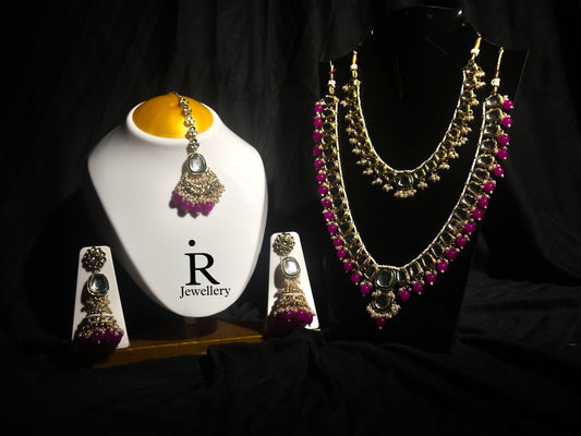 Ismro Jewellery Collection. [ Most-Indian Wedding Stylish AD Sets With Earrings , Maang Tikka. ]