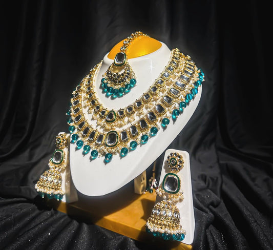 Ismro Jewellery Collection. [ Popular-Indian Wedding Stylish AD Sets With Earrings , Maang Tikka. ]