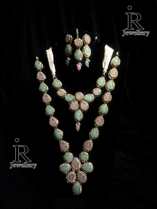 Ismro Jewellery Collection. [ Stylish Kolkata Necklace With Earrings , Maang Tikka. ] Full Sets